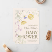 Cute Floral Baby Shower Invitation ノートカード (正面/裏面インサイチュ)