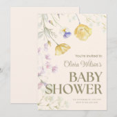 Cute Floral Baby Shower Invitation ノートカード (正面/裏面)
