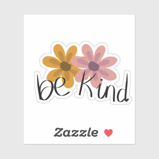 Cute Floral Be Kind Quote シール (シート)
