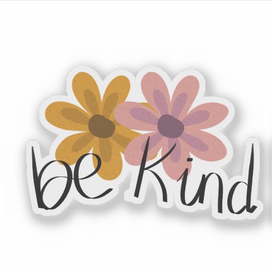 Cute Floral Be Kind Quote シール (正面)