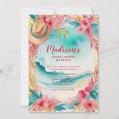 Cute Floral Beach Cowgirl Hat Coastal Bachelorette 招待状 (正面)