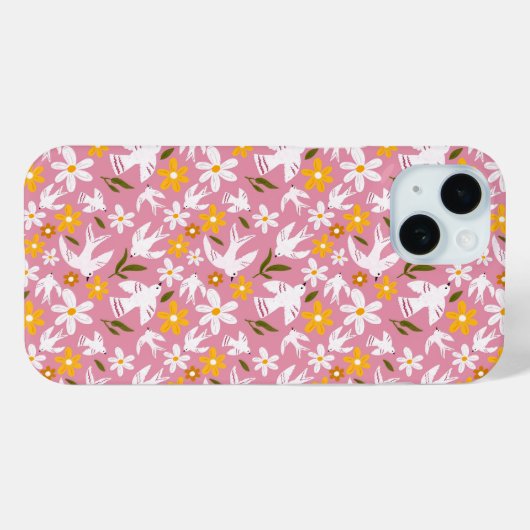 Cute Floral Bird Seamless Pattern Case-Mate iPhoneケース (裏面 (横))