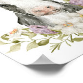 Cute Floral Black Cow Poster Print ポスター (角)