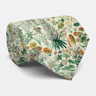 Cute Floral Botanical Drawing by Adolphe Millot ネクタイ