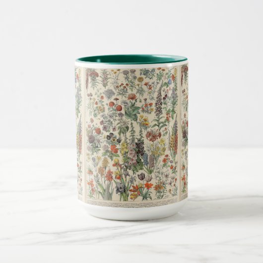 Cute Floral Botanical Drawing by Adolphe Millot マグカップ (中央)