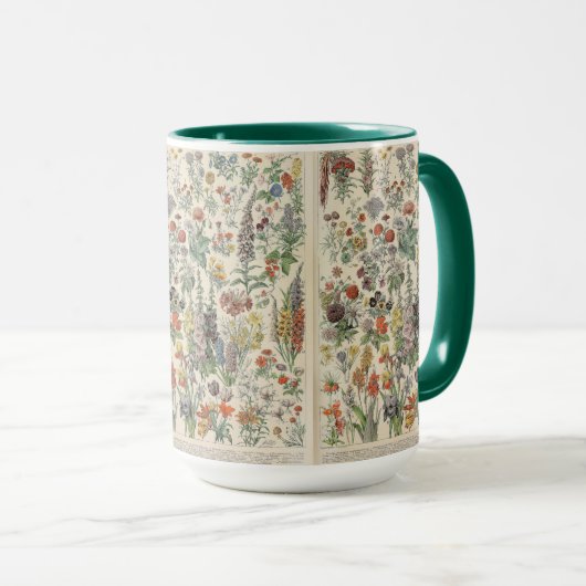 Cute Floral Botanical Drawing by Adolphe Millot マグカップ (正面右)