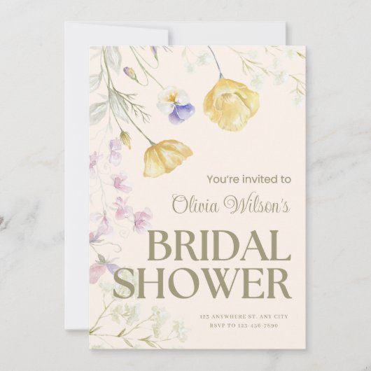 Cute Floral Bridal Shower Invitation ノートカード (正面)