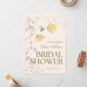 Cute Floral Bridal Shower Invitation ノートカード (正面/裏面インサイチュ)