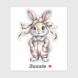 Cute Floral Bunny Girl Baby Shower シール