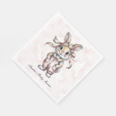 Cute Floral Bunny Girl Baby Shower  スタンダードランチョンナプキン (角)