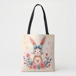 Cute Floral Bunny Tote Bag トートバッグ