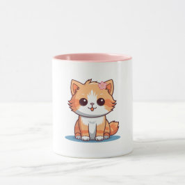 Cute Floral Cat Mug – Soft Pastel Aesthetic Kitten マグカップ
