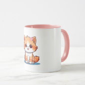 Cute Floral Cat Mug – Soft Pastel Aesthetic Kitten マグカップ (正面右)