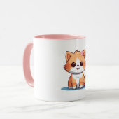 Cute Floral Cat Mug – Soft Pastel Aesthetic Kitten マグカップ (正面左)