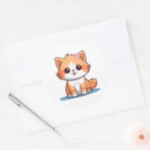 Cute Floral Cat Sticker – Pastel Aesthetic Kitten  ラウンドシール (封筒)