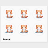 Cute Floral Cat Sticker – Pastel Aesthetic Kitten  ラウンドシール (シート)
