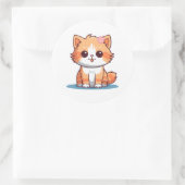 Cute Floral Cat Sticker – Pastel Aesthetic Kitten  ラウンドシール (バッグ)
