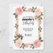 Cute floral cat-themed birthday invitation 招待状 (正面)