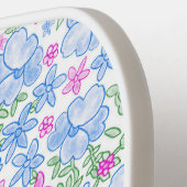 Cute Floral Custom Monogram Pink and Blue ピックルボールラケット (左詳細)