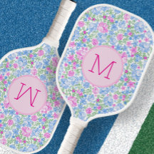 Cute Floral Custom Monogram Pink and Blue