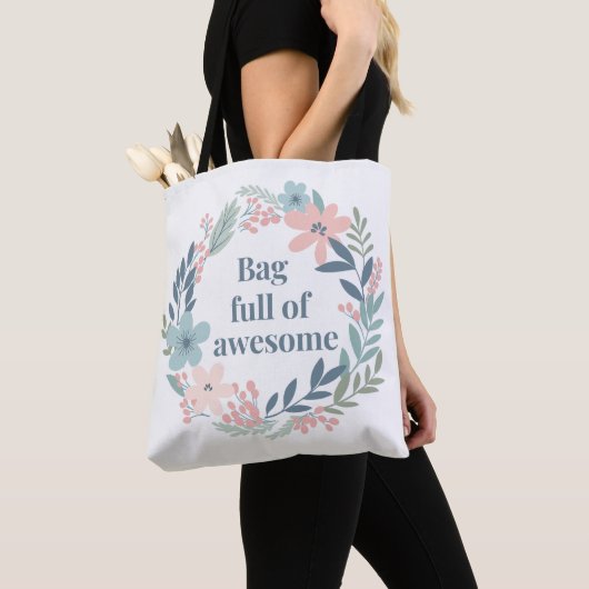 Cute Floral Design, Positive Quote Gift for Women トートバッグ (クローズアップ)