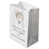 Cute Floral Dolphin Baby Shower ミディアムペーパーバッグ (裏面アングル)