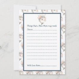 Cute Floral Dolphin Baby Shower 招待状