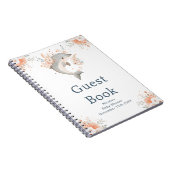 Cute Floral Dolphin Baby Shower Guest Book ノートブック (右側)