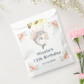 Cute Floral Dolphin Birthday Party フェイバーバッグ (封をした状態)