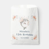 Cute Floral Dolphin Birthday Party フェイバーバッグ (正面)