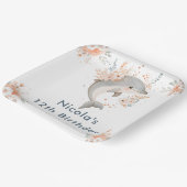 Cute Floral Dolphin Birthday Party ペーパープレート (傾斜あり)