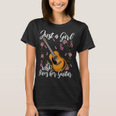 Cute Floral Guitar Girl Design Tシャツ (正面)