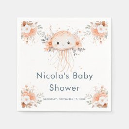 Cute Floral Jellyfish Baby Shower スタンダードカクテルナプキン