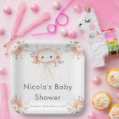 Cute Floral Jellyfish Baby Shower  ペーパープレート (パーティー)