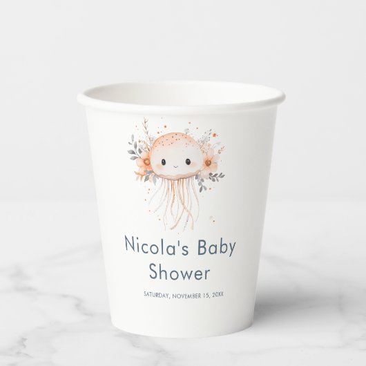 Cute Floral Jellyfish Baby Shower 紙コップ (正面)