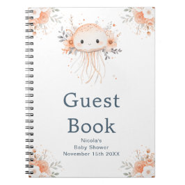 Cute Floral Jellyfish Baby Shower Guest Book ノートブック