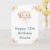 Cute Floral Jellyfish Birthday Party カード (黄色い花)