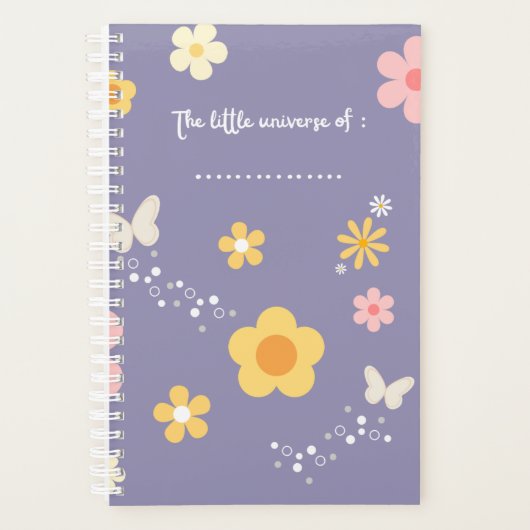 Cute Floral Journal Cover, Pastel Purple Notebook プランナー手帳 (正面)