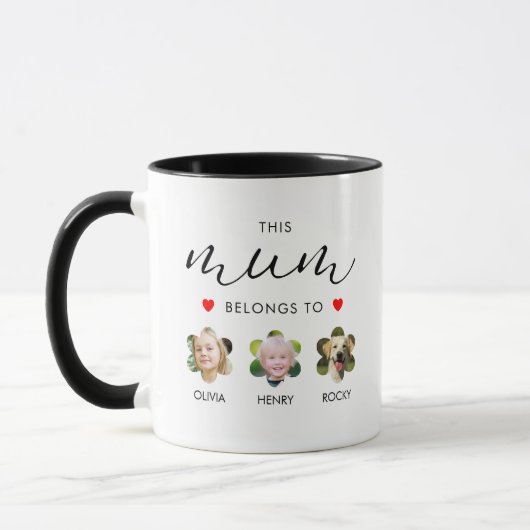 Cute Floral Kids Photo with Names Mother's マグカップ (左)