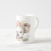 Cute Floral Koala Bear  ボーンチャイナマグカップ (正面右)