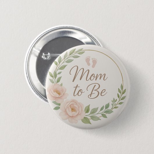Cute Floral Mom to Be  Button 缶バッジ (正面&裏面)