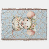 Cute Floral Mouse Dress Flower Crown スローブランケット (正面)