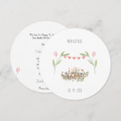 Cute Floral Mouse In Flowers With Flags Card 招待状 (正面/裏面)