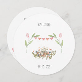 Cute Floral Mouse In Flowers With Flags Card 招待状