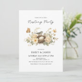 Cute Floral Nesting Party Baby Shower 招待状 (スタンド正面)