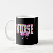 Cute Floral Nk Nurse Coquette Bow Stethoscope Nurs コーヒーマグカップ (左)