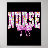 Cute Floral Nk Nurse Coquette Bow Stethoscope Nurs ポスター (正面)