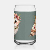 Cute Floral Owl with Bow ガラス缶 (右)