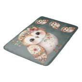 Cute Floral Owl with Bow バスマット (アングル)
