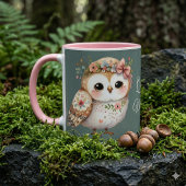 Cute Floral Owl with Bow マグカップ